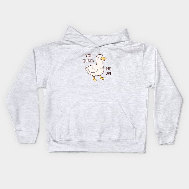 Cute Duck You Quack Me Up Kids Hoodie by rustydoodle